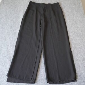 Another Thyme Women's Black Wide Leg Palazzo Split Front Dress‎ Pants Large
